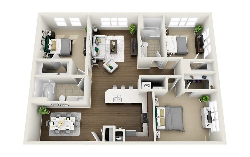 Floor plan 1C1R - Phase 1 Renovated