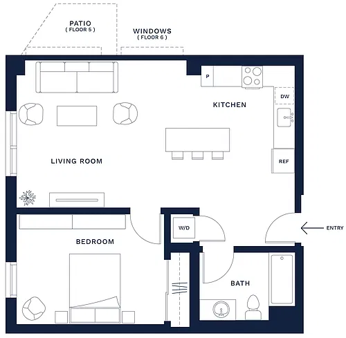 Floor plan 1 Bed/1 Bath-C2
