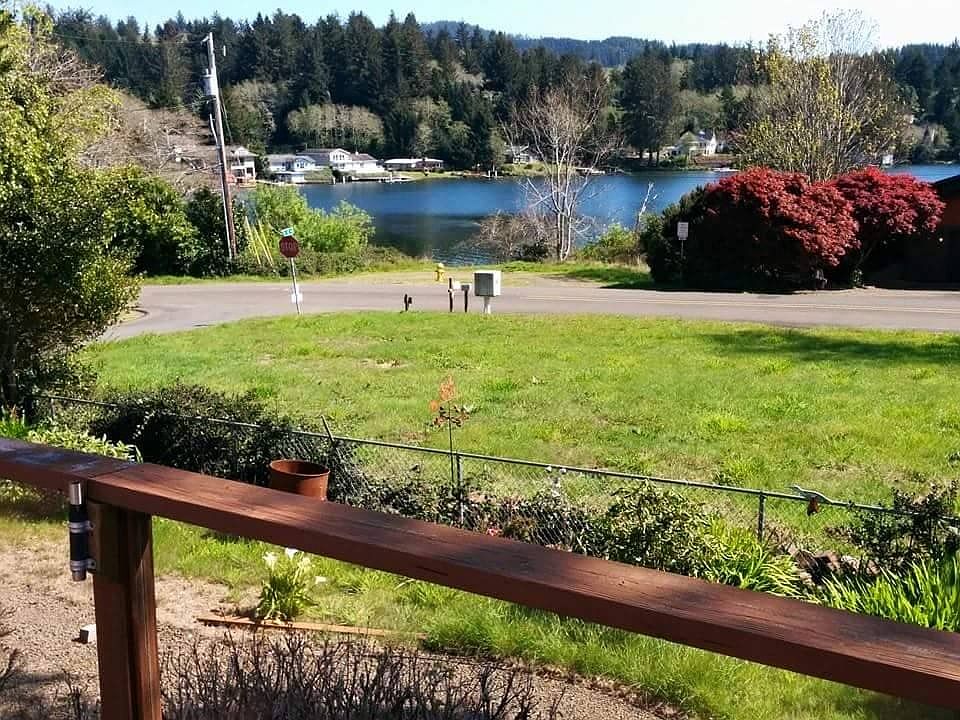 View from deck to Devils Lak