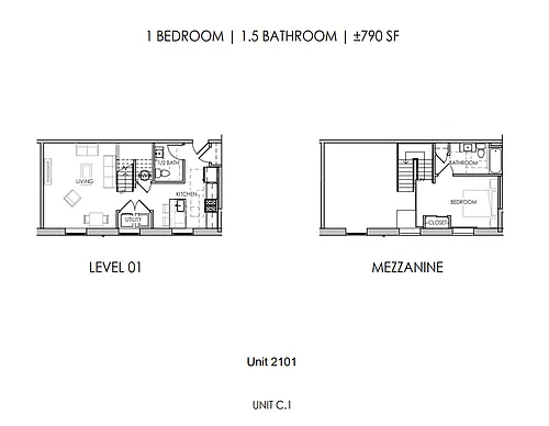 Floor plan One Bedroom One Half Bath Loft