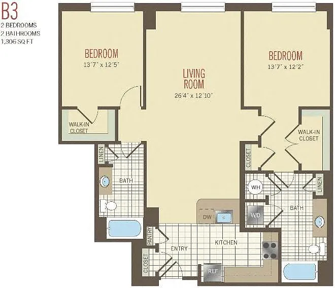Floor plan 2 bedroom/2 bath