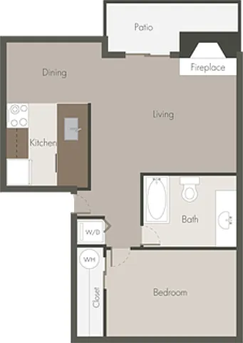 Floor plan 1 Bed 1 Bath_B