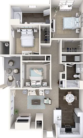 Three Bedroom Two Bath (1340 SF) Three Bedroom Two Bath (1340 SF)