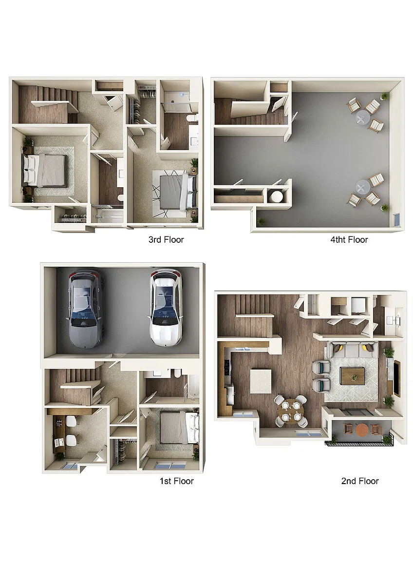 Floor plan 3 Bed / 3.5 Bath - Townhome