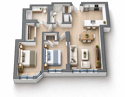Floor plan 2 Bed 2 Bath - Baden