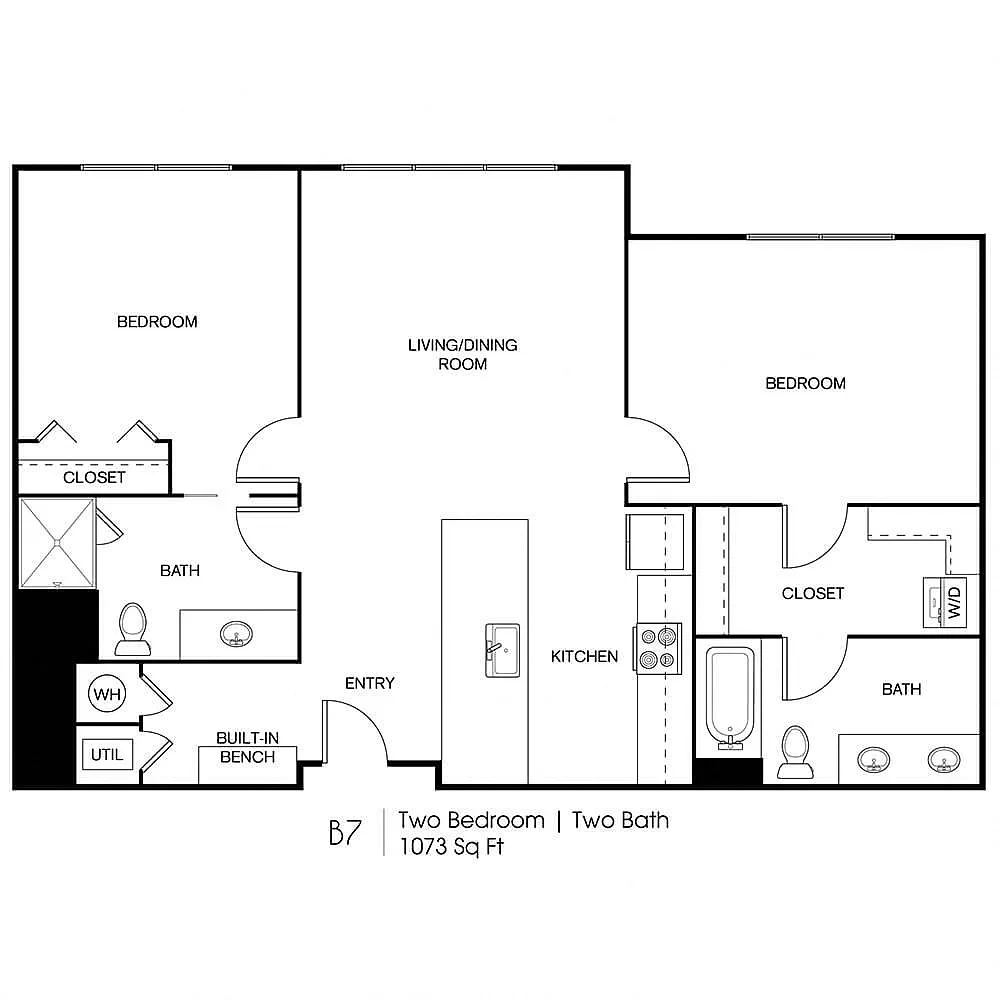 Floor plan B7: 2 Bed 2 Bath