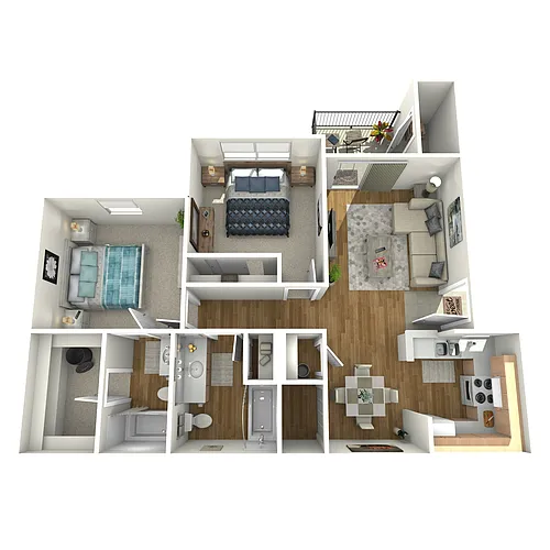 Floor plan 2 Bed, 2 Bath (60% Income Restricted)