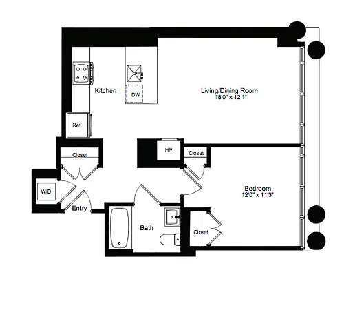 Floor plan One Bedroom G 5