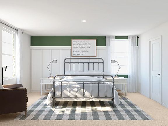 Primary suite with decorative feature wall