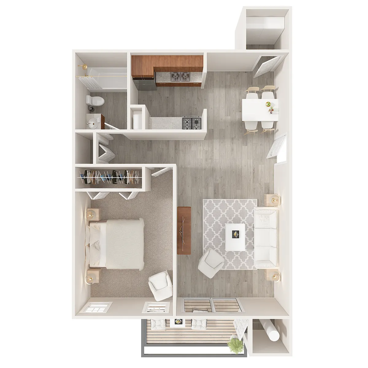 Floor plan 1 BR (B)