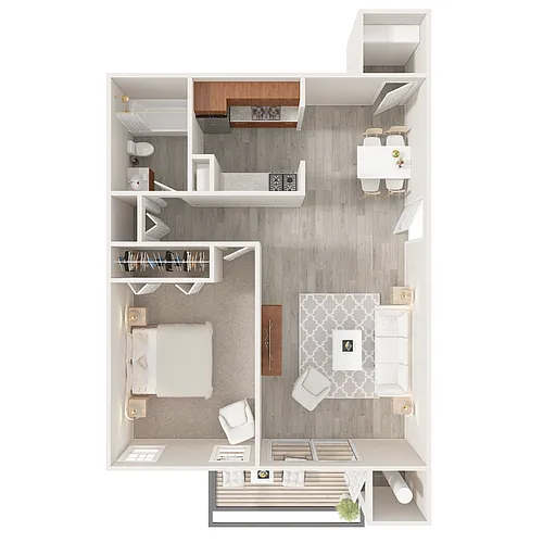 Floor plan 1 BR (B)