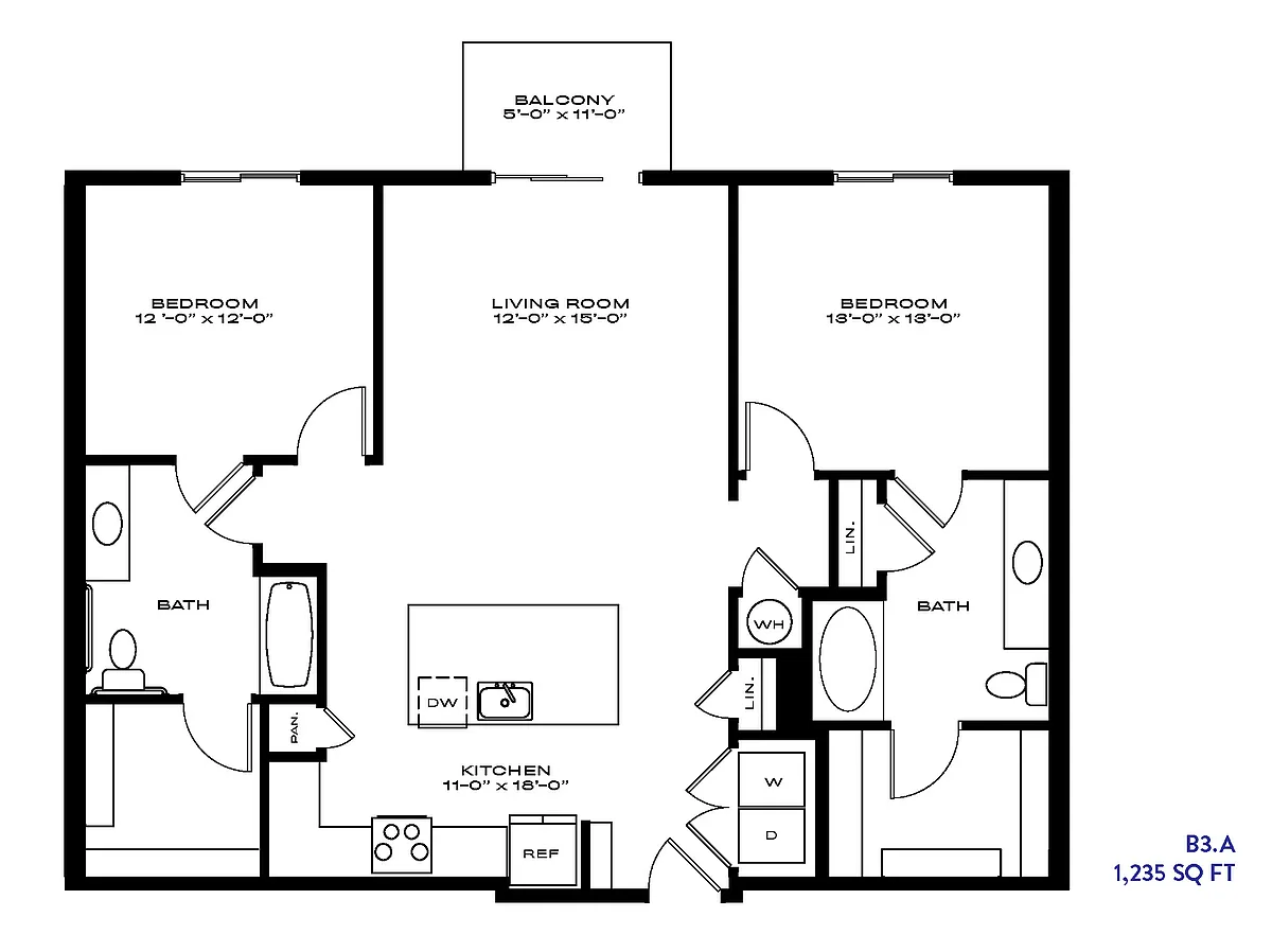 Floor plan 2 Bed/2 Bath