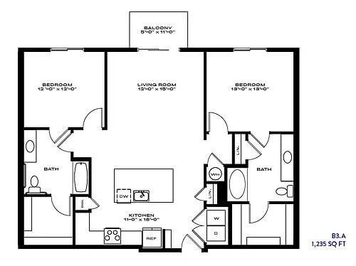 Floor plan 2 Bed/2 Bath