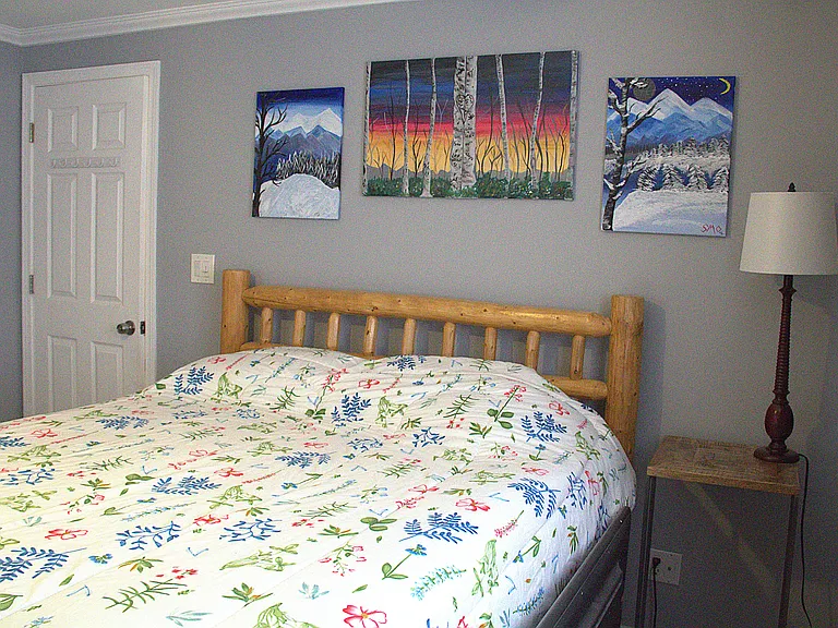 Primary bedroom easily fits a queen size bed (furniture and art not included)