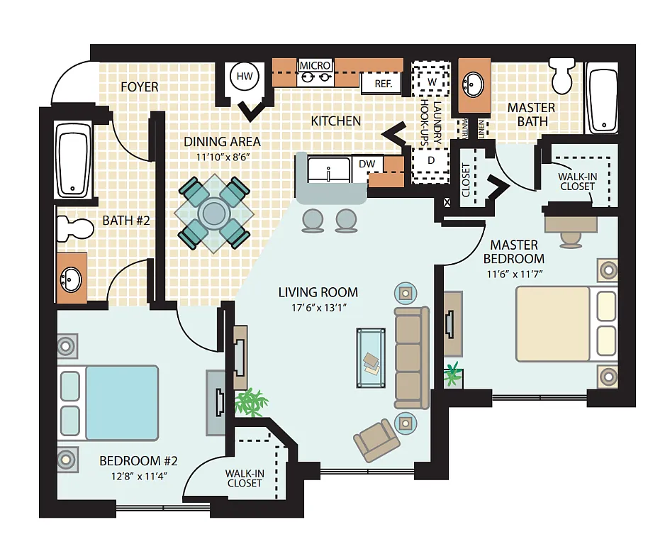 Floor plan 2 Bed 2 Bath
