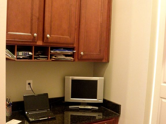 Built-in desk in hallway.