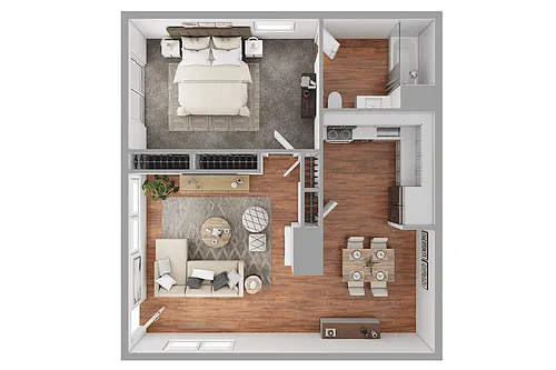 Floor plan 1 Bedroom/1 Bath B