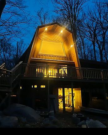 Nighttime cabin