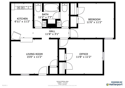 Floor plan Two Bed - One and Half Bath