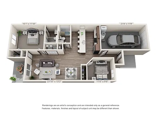Floor plan Two Bedroom Townhome River View