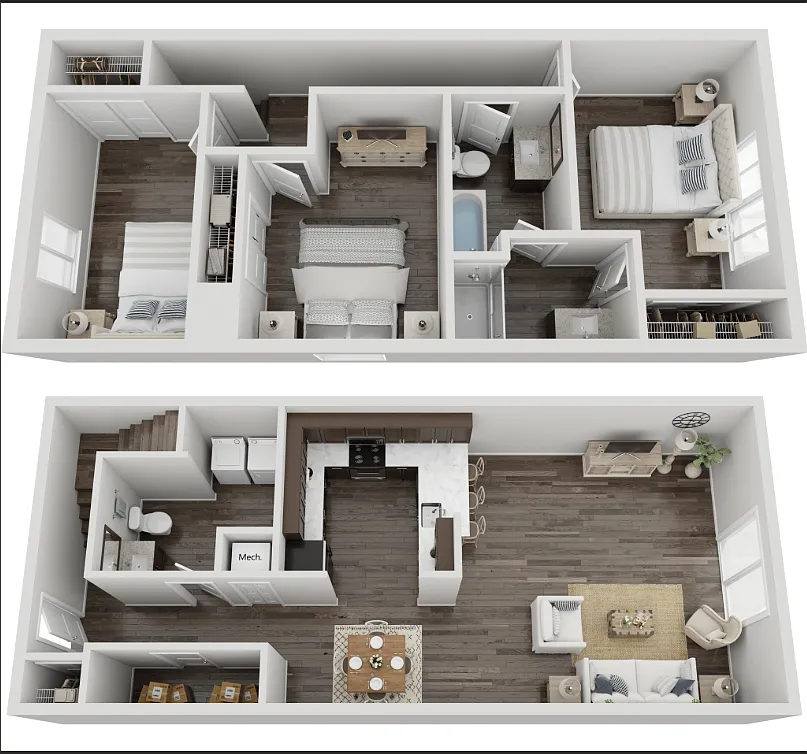 Floor plan Townhouse 3 Bed 2 Bath
