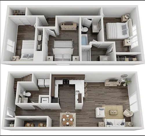 Floor plan Townhouse 3 Bed 2 Bath