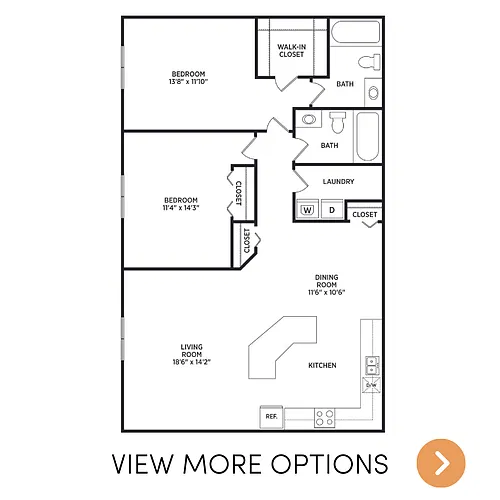 Floor plan 2 Bedroom, 2 Bath