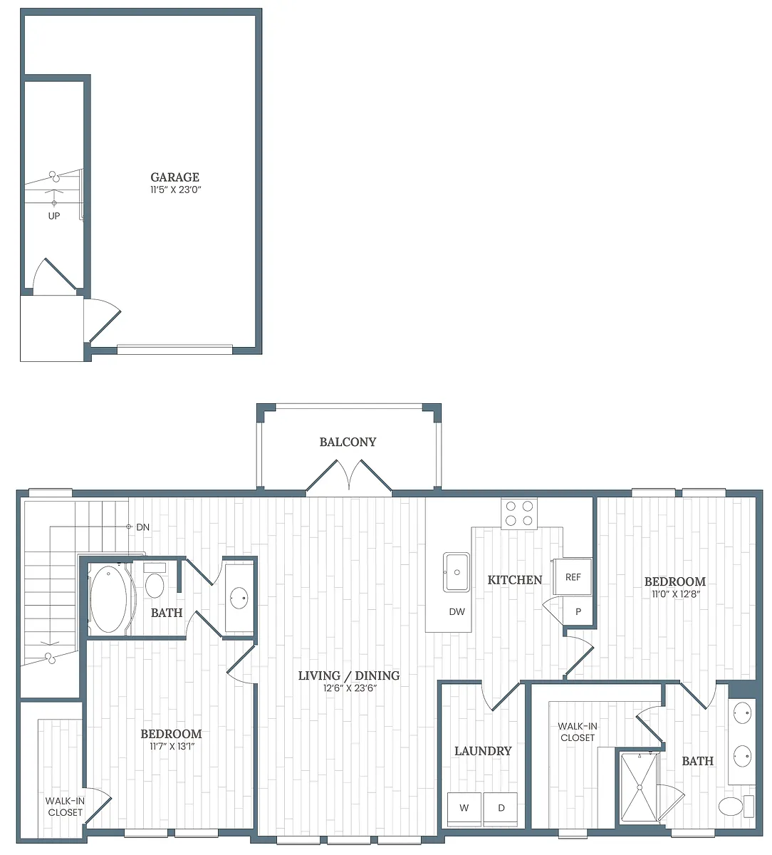 Floor plan Townhome with Garage