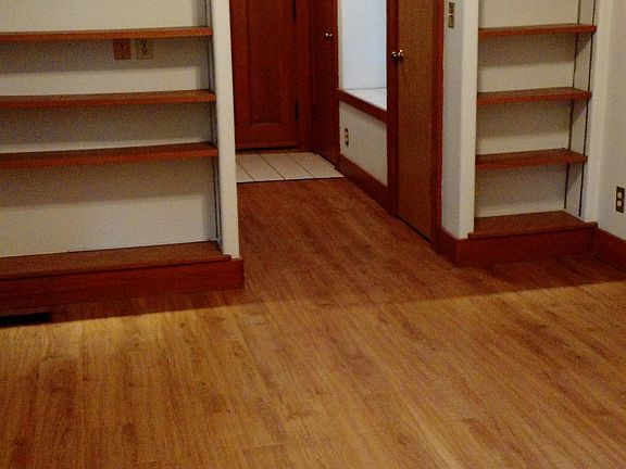 Living room and built-in shelves
