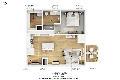 Floor plan One Bedroom HALO