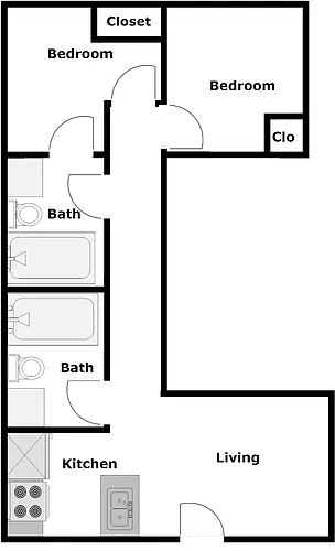 Floor plan 2 Bedroom/2 Bathroom