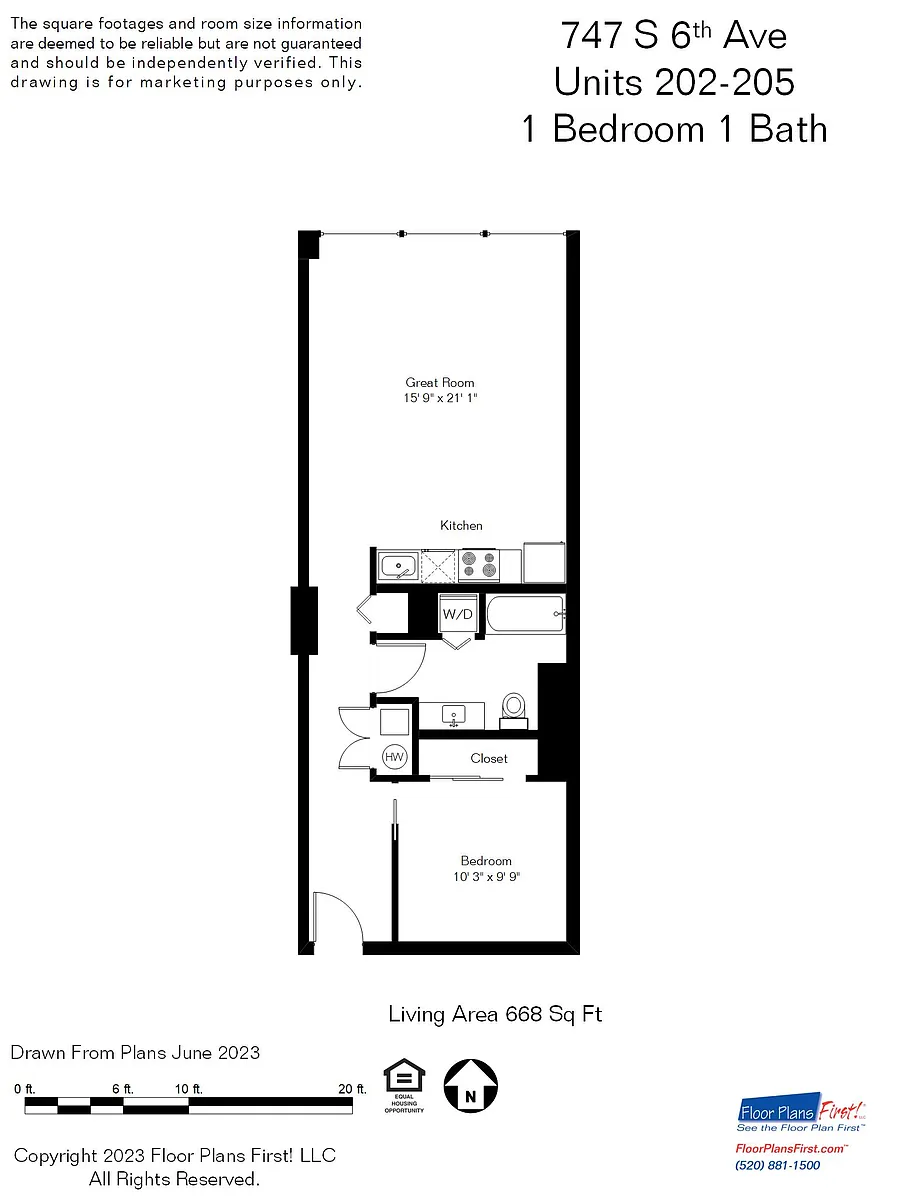 Floor plan 1 BR 1 BA 2ND FLOOR