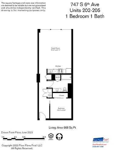 Floor plan 1 BR 1 BA 2ND FLOOR