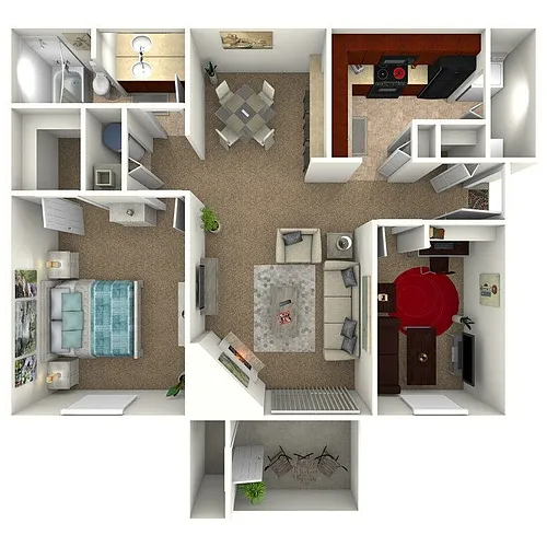 Floor plan The Maple - 1 Bedrom 1 Bath