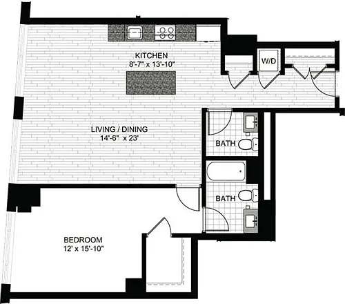 Floor plan 1 Bedroom DD