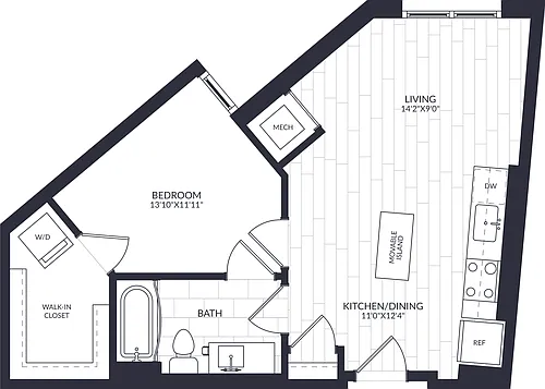 Floor plan 1 Bed/1 Bath-A1-4-1