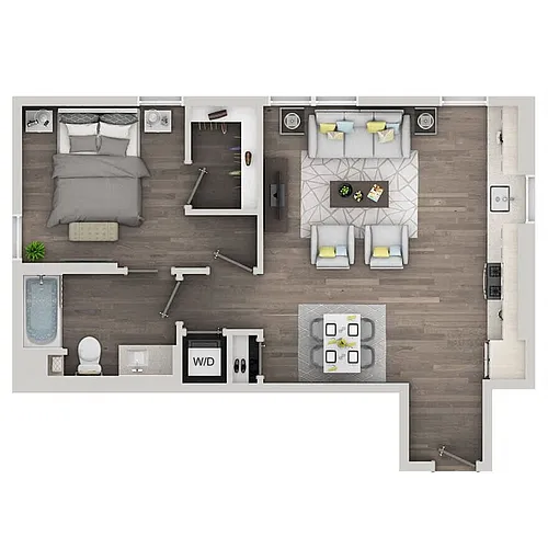 Floor plan 1BD, 1BTH F
