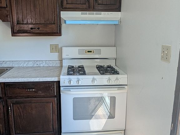 Full-size gas range with vent hood