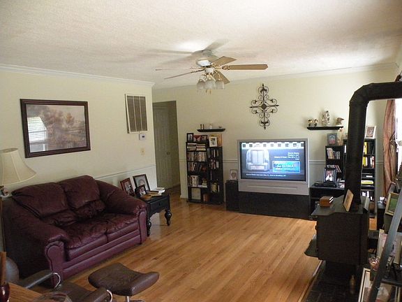Huge family room with wood stove