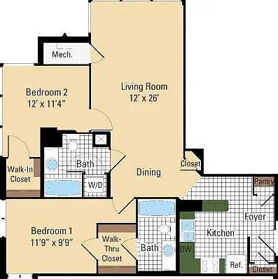 Hemingway - 2 Bedroom - 1 Bathroom