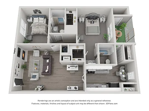 Floor plan 2 Bedroom 2 Bath