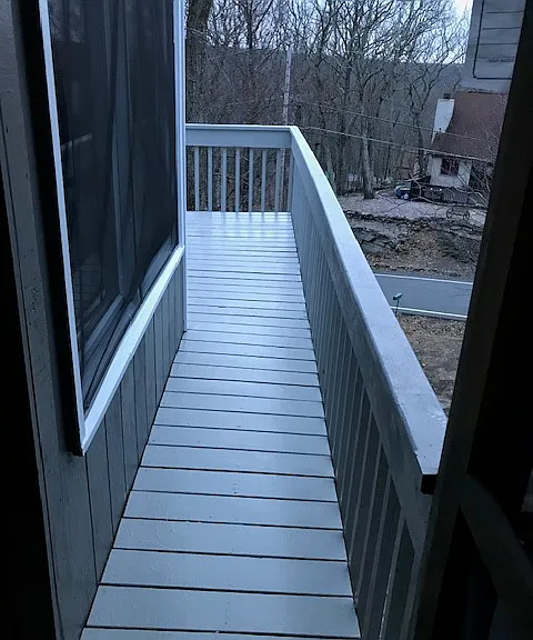 This is the side of the wrap around deck the beautiful home has to offer