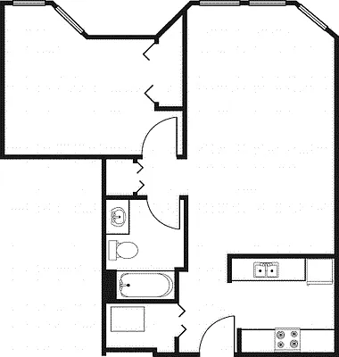 Floor plan 1 Bedroom -690