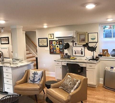 Built-in desk off of living area
