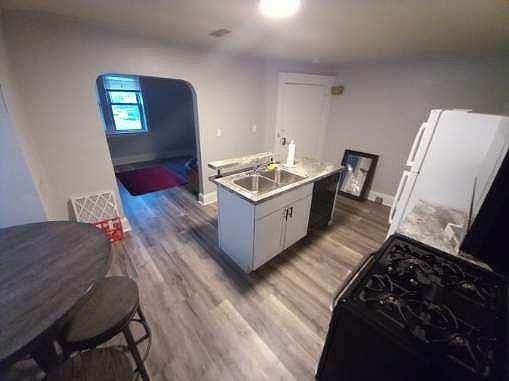 kitchen from bedroom doorway.