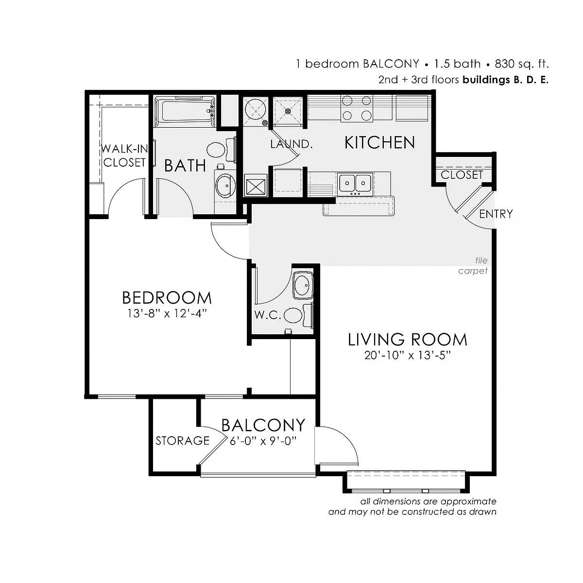 Floor plan 1 Bedroom Balcony