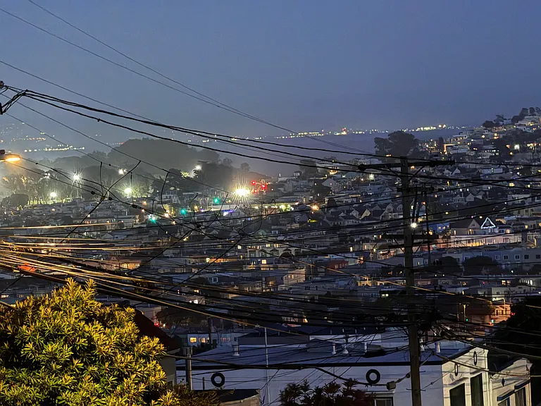 Night time view of neighborhood