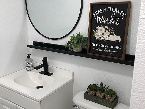 Newly remodeled bathroom with walk-in shower.