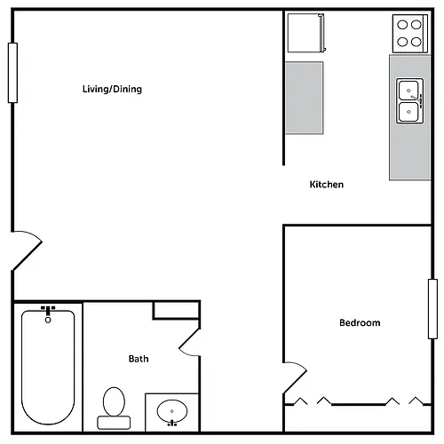 Floor plan 1 bedroom 1 bath