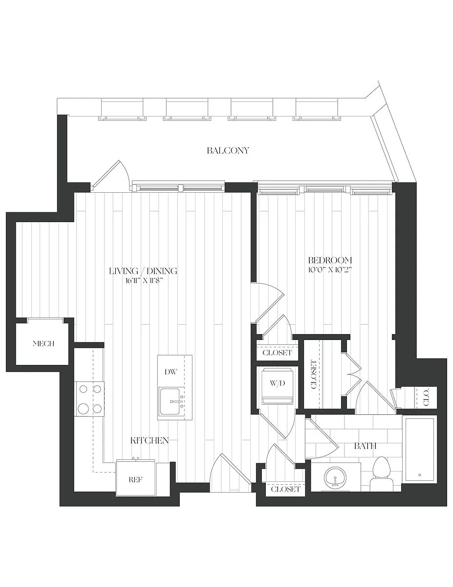 Floor plan 1 Bed/1 Bath-1B-10-The Claude